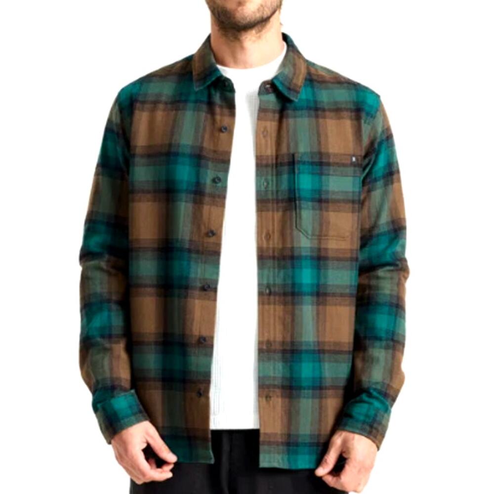 Roark Mushroom Crossroads Organic Cotton Flannel Shirt Size L